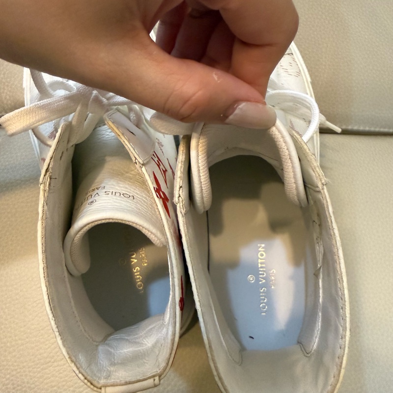 Louis Vuitton LV路易威登 Tattoo 白紅 logo 滿印 老花 高幫休閒板鞋 25cm 40號-28