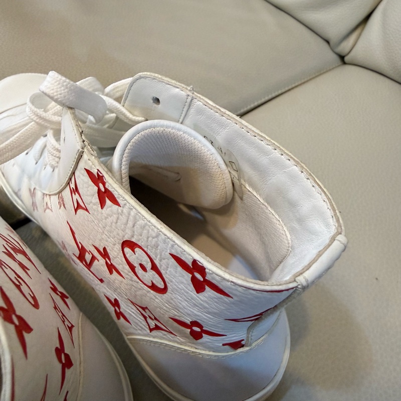 Louis Vuitton LV路易威登 Tattoo 白紅 logo 滿印 老花 高幫休閒板鞋 25cm 40號-29