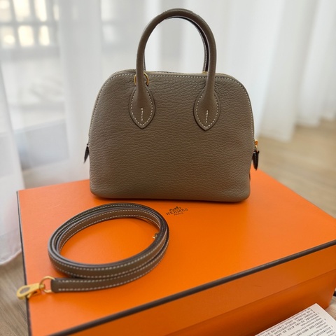 Hermès mini bolide 大象灰 金釦 W刻 山羊皮 99新 全配