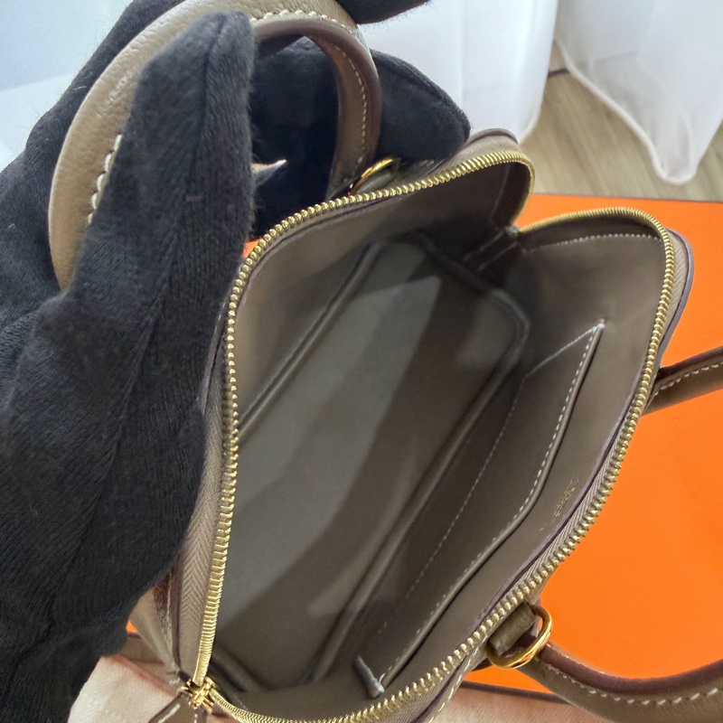 Hermès mini bolide 大象灰 金釦 W刻 山羊皮  99新 全配-4