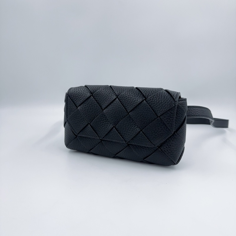 BV黑色牛皮編織Diago下蓋腰包（狀況超好）-2