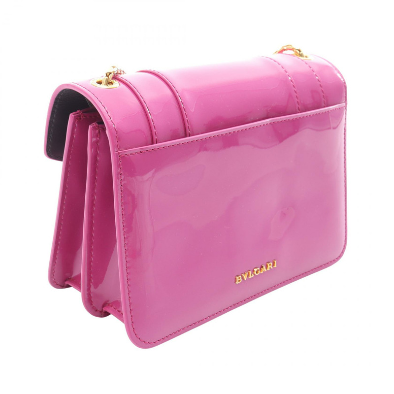 寶格麗 Serpenti Forever 鏈條肩背包，漆皮粉紅色，二手，女士，金色五金-1