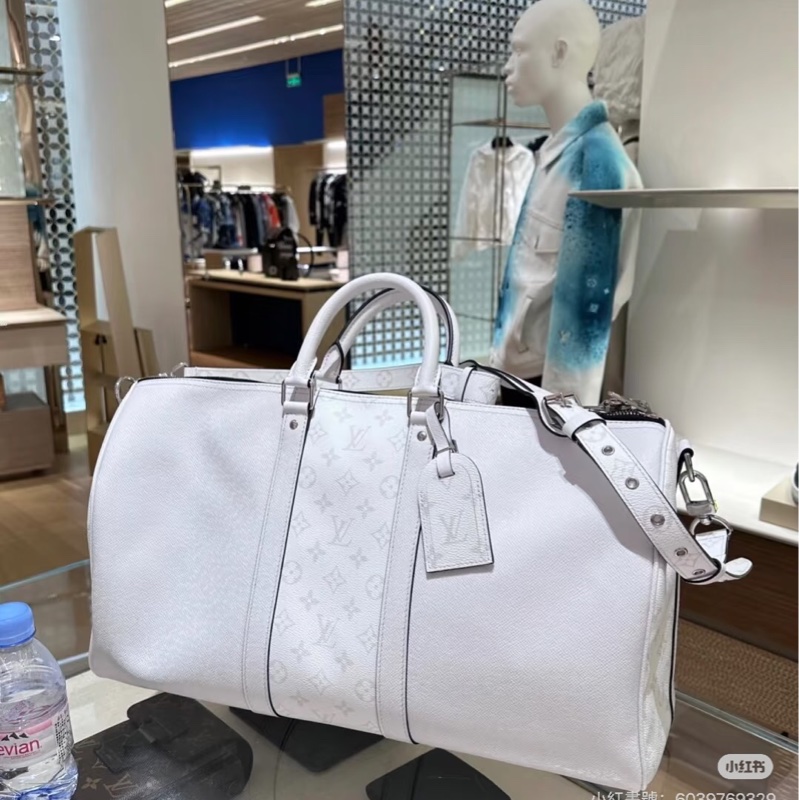 Louis Vuitton • Keepall 50 白色全皮拼老花 芯片款✨-3