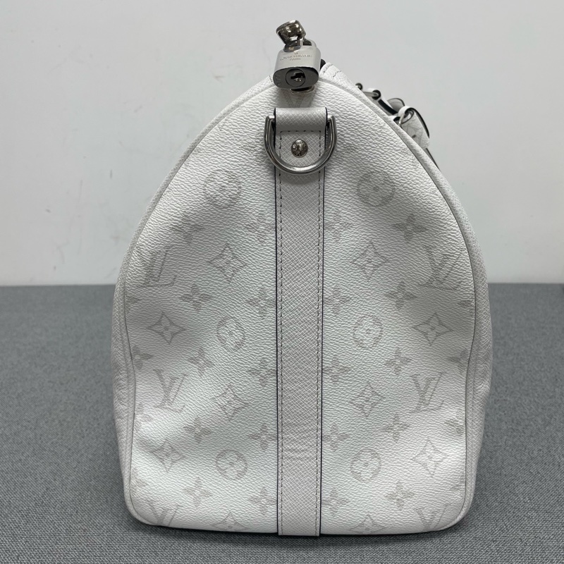 Louis Vuitton • Keepall 50 白色全皮拼老花 芯片款✨-7