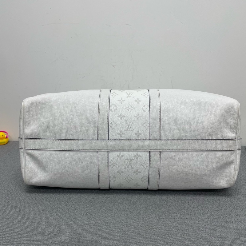 Louis Vuitton • Keepall 50 白色全皮拼老花 芯片款✨-9