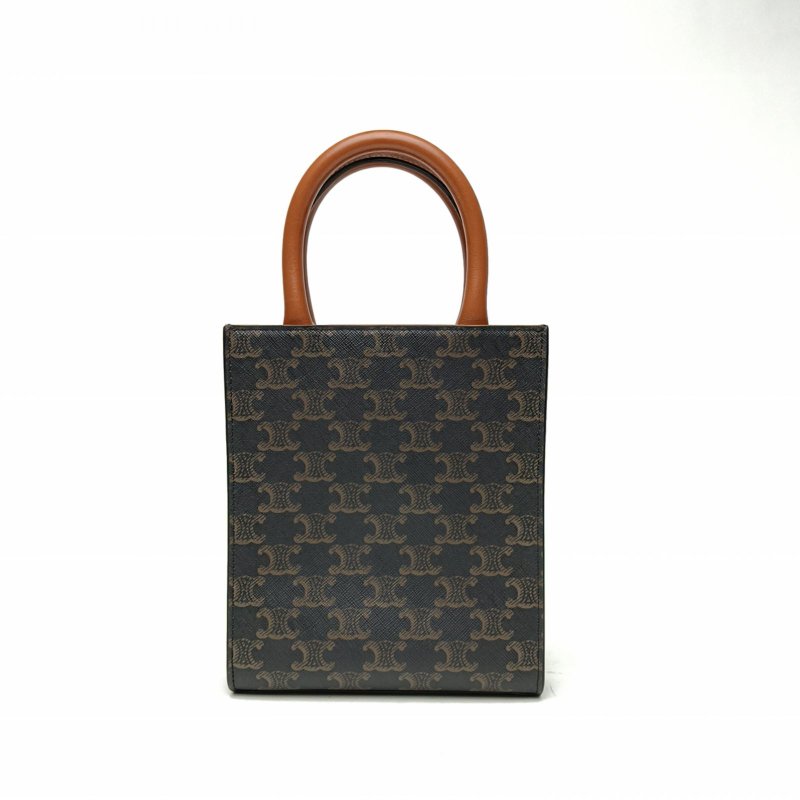 CELINE Cabas豎款手袋Mini凱旋門印花褐色人造革肩背包-2