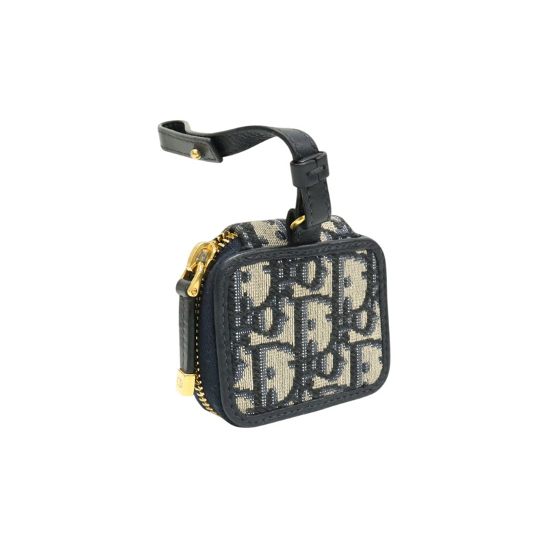 藍色 緹花帆布 Montaigne 耳機包 掛飾【Dior 迪奧】-1