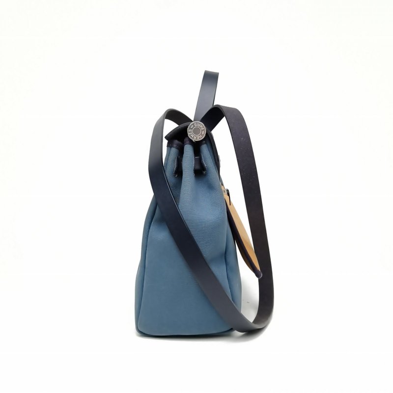 HERMES Herbag31芝麻色拼風暴藍拼印度藍帆布/牛皮B刻肩背包-1