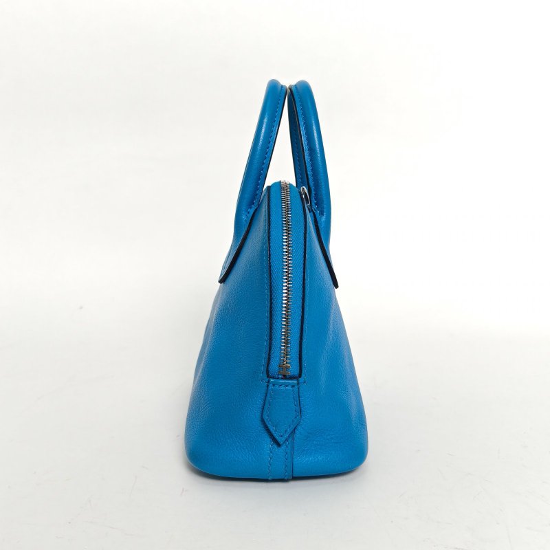 HERMES Bolide保齡球Mini19弗羅裏達藍拼墨西哥玫瑰粉EC皮Y刻肩背包-1