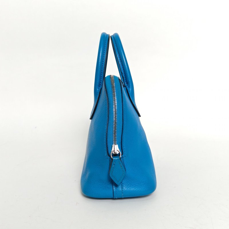 HERMES Bolide保齡球Mini19弗羅裏達藍拼墨西哥玫瑰粉EC皮Y刻肩背包-3