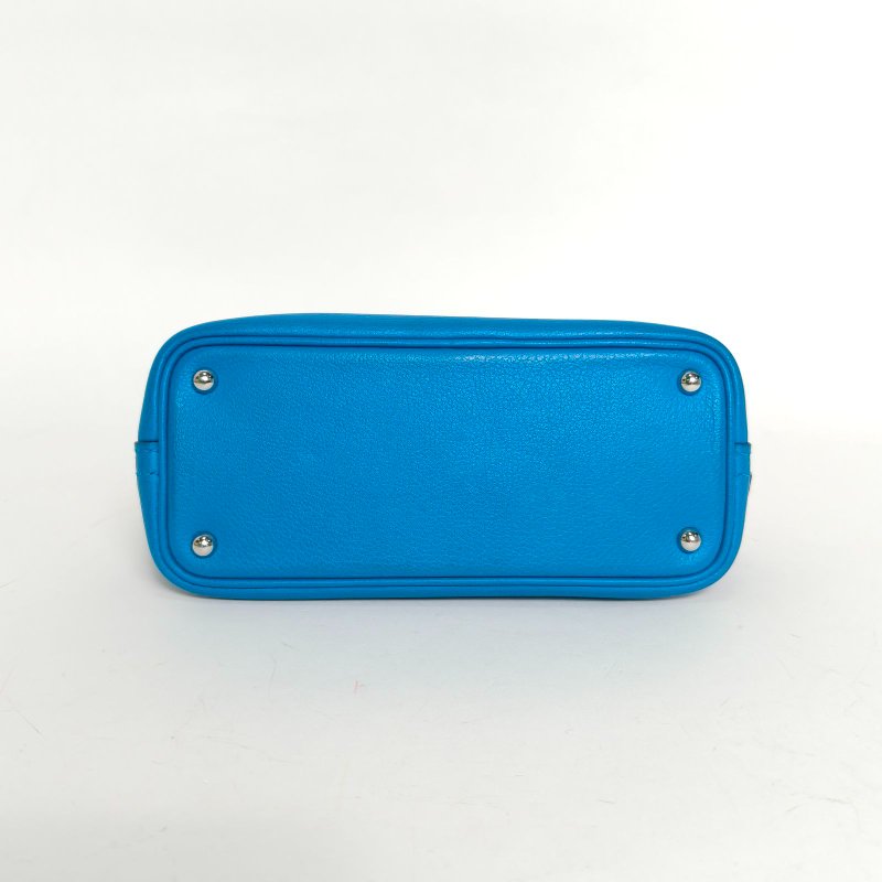 HERMES Bolide保齡球Mini19弗羅裏達藍拼墨西哥玫瑰粉EC皮Y刻肩背包-4