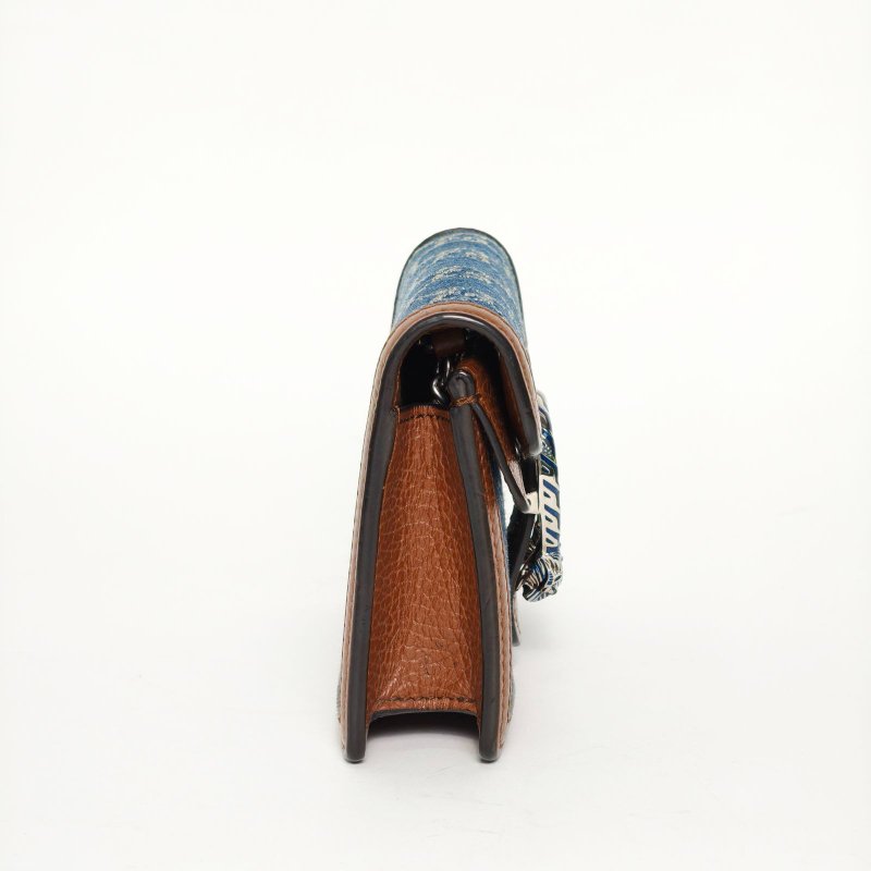 GUCCI Dionysus酒神超Mini16.5牛仔藍銀扣肩背包-1