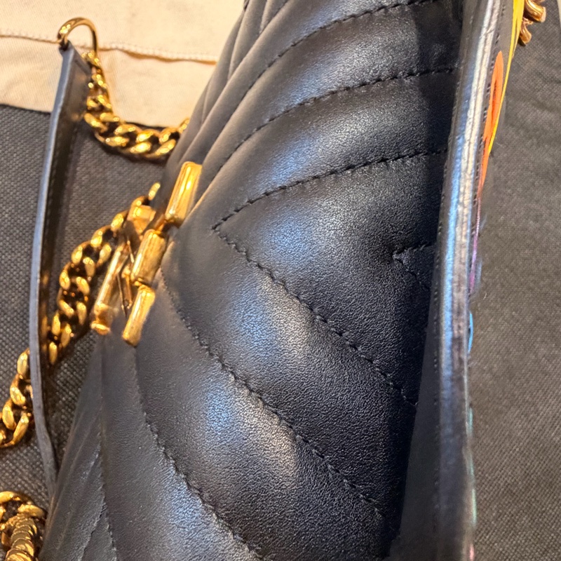 LV New Wave Chain Bag黑牛皮彩色把手斜背包-53