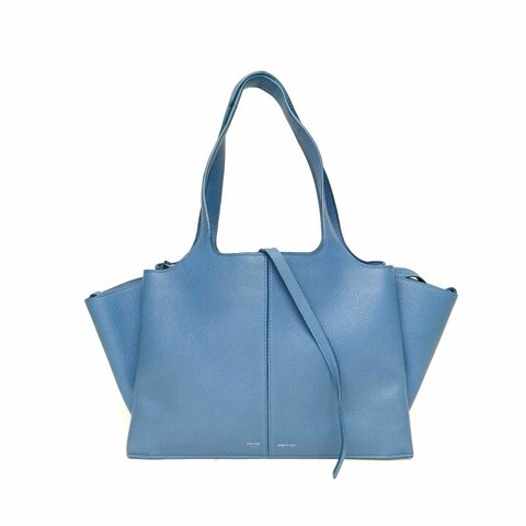 CELINE 藍色牛皮Trifold蝙蝠手提包肩背包