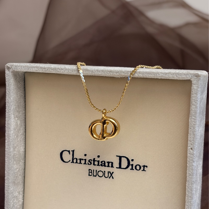 Christian Dior 迪奧CD logo 水鑽鍍金項鏈 頸鏈 禮物-5
