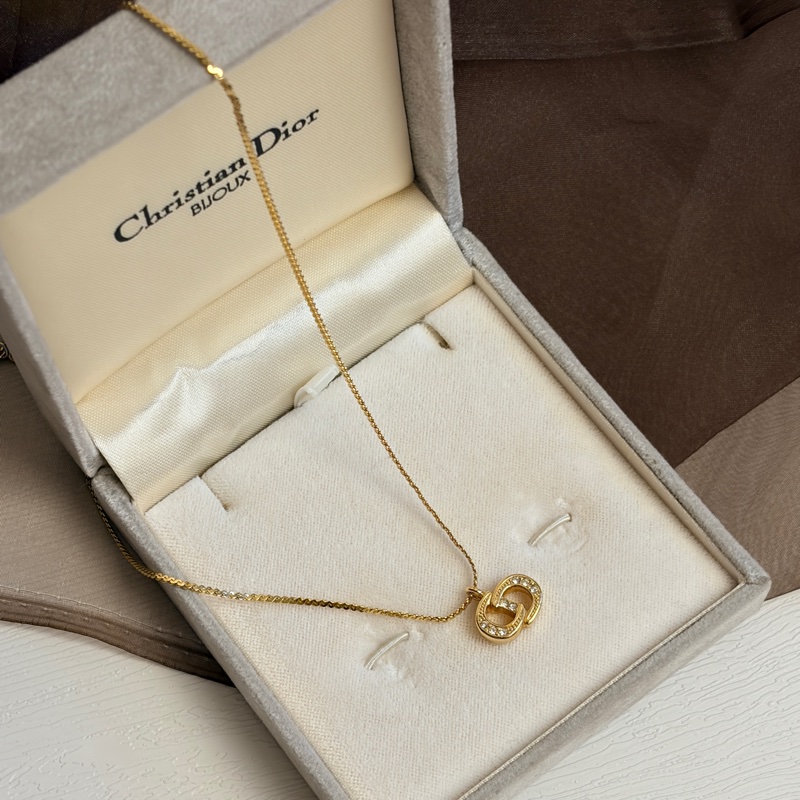 Christian Dior 迪奧CD logo 水鑽鍍金項鏈 頸鏈 禮物-6