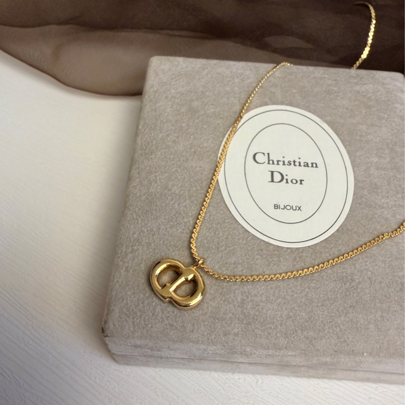 Christian Dior 迪奧CD logo 水鑽鍍金項鏈 頸鏈 禮物-12