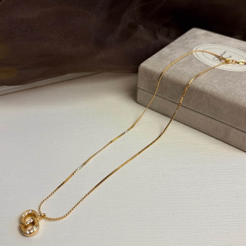 Christian Dior 迪奧CD logo 水鑽鍍金項鏈 頸鏈 禮物-13