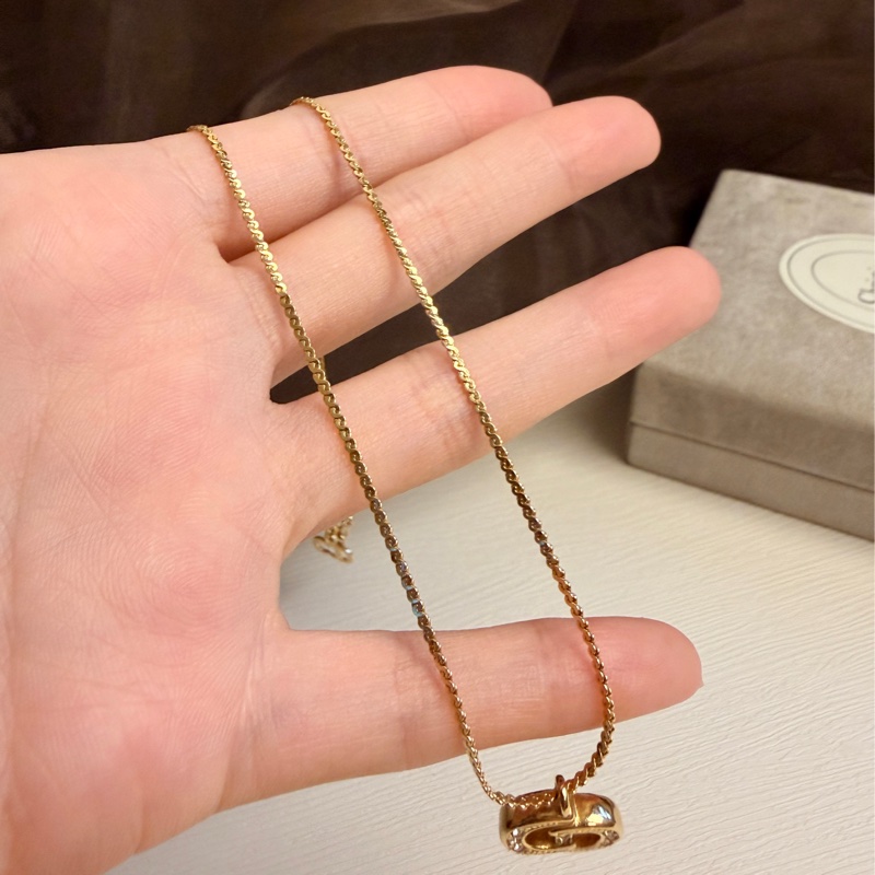 Christian Dior 迪奧CD logo 水鑽鍍金項鏈 頸鏈 禮物-15