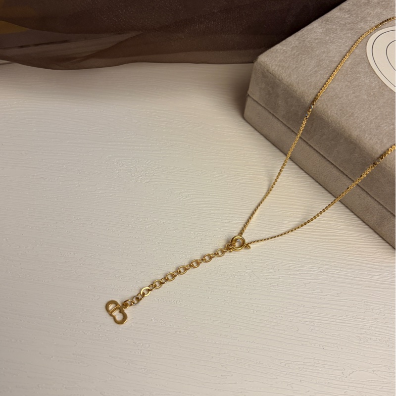 Christian Dior 迪奧CD logo 水鑽鍍金項鏈 頸鏈 禮物-17