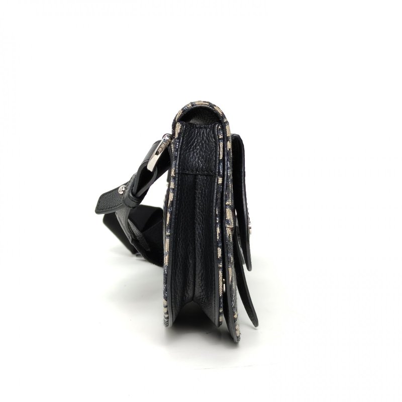 DIOR SADDLE馬鞍信使胸包老花帆布銀扣2019肩背包-3