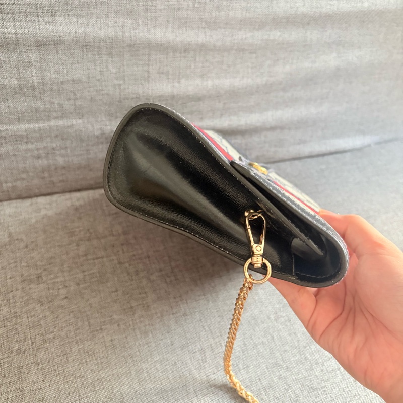 GUCCI 經典藍花手拿包 斜挎包-7