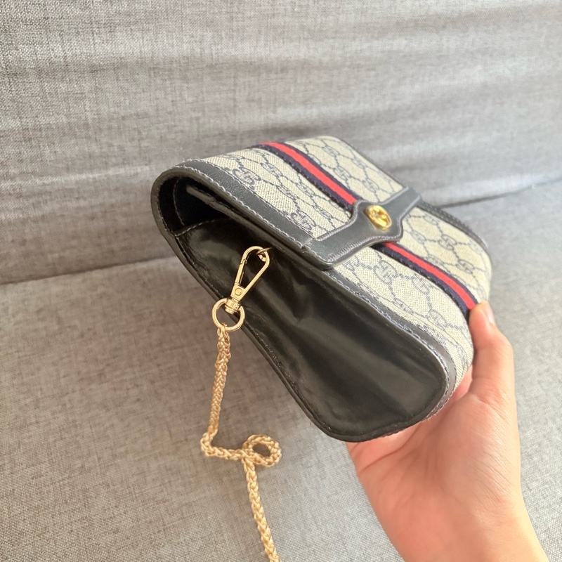 GUCCI 經典藍花手拿包 斜挎包-8