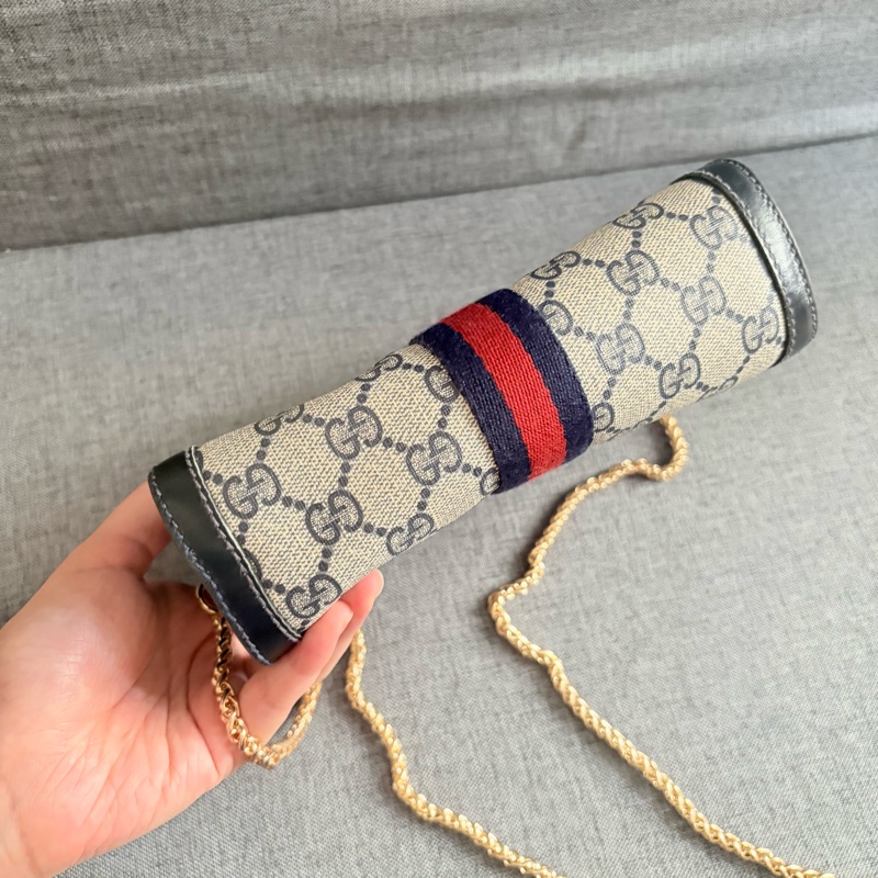 GUCCI 經典藍花手拿包 斜挎包-11