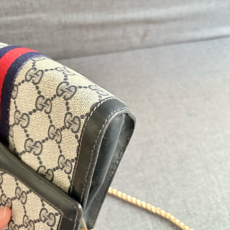 GUCCI 經典藍花手拿包 斜挎包-12