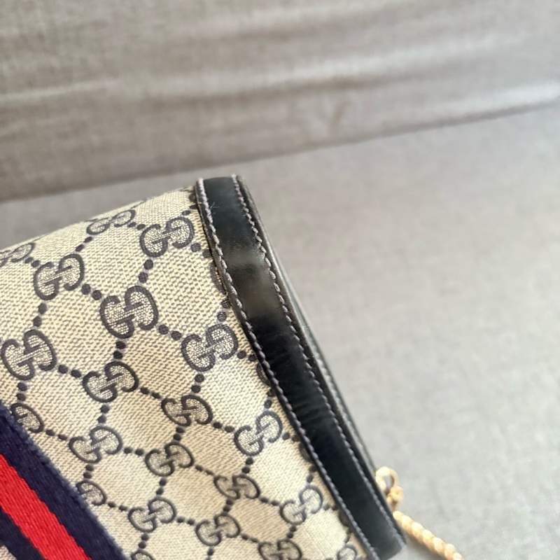 GUCCI 經典藍花手拿包 斜挎包-14