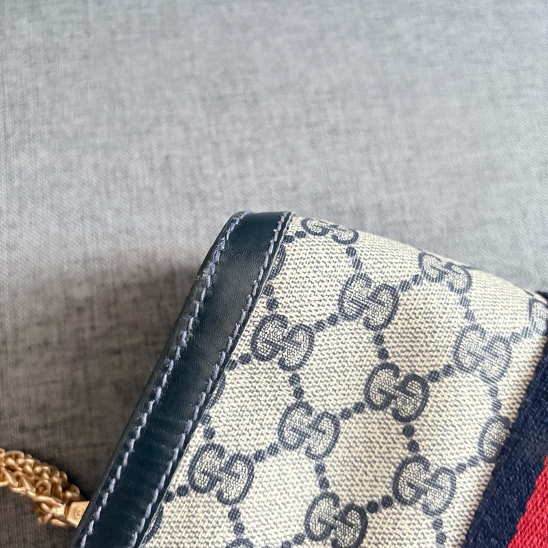 GUCCI 經典藍花手拿包 斜挎包-15
