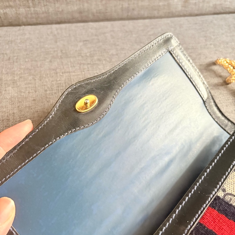 GUCCI 經典藍花手拿包 斜挎包-18