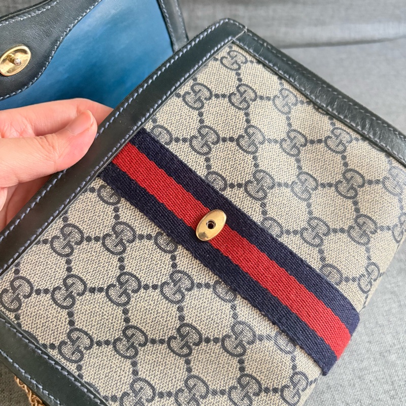 GUCCI 經典藍花手拿包 斜挎包-19