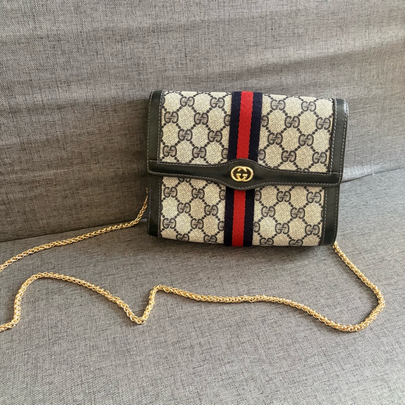 GUCCI 經典藍花手拿包 斜挎包-26