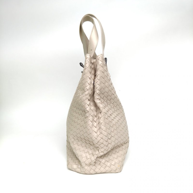 BOTTEGA VENETA 米色牛皮經典編織手提托特包肩背包-1