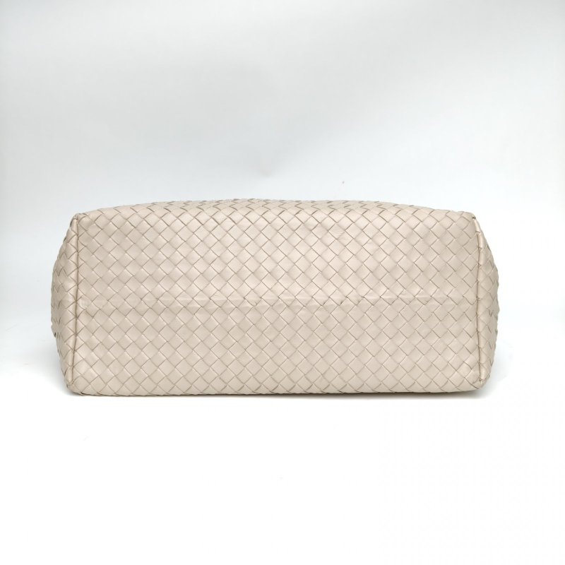 BOTTEGA VENETA 米色牛皮經典編織手提托特包肩背包-4