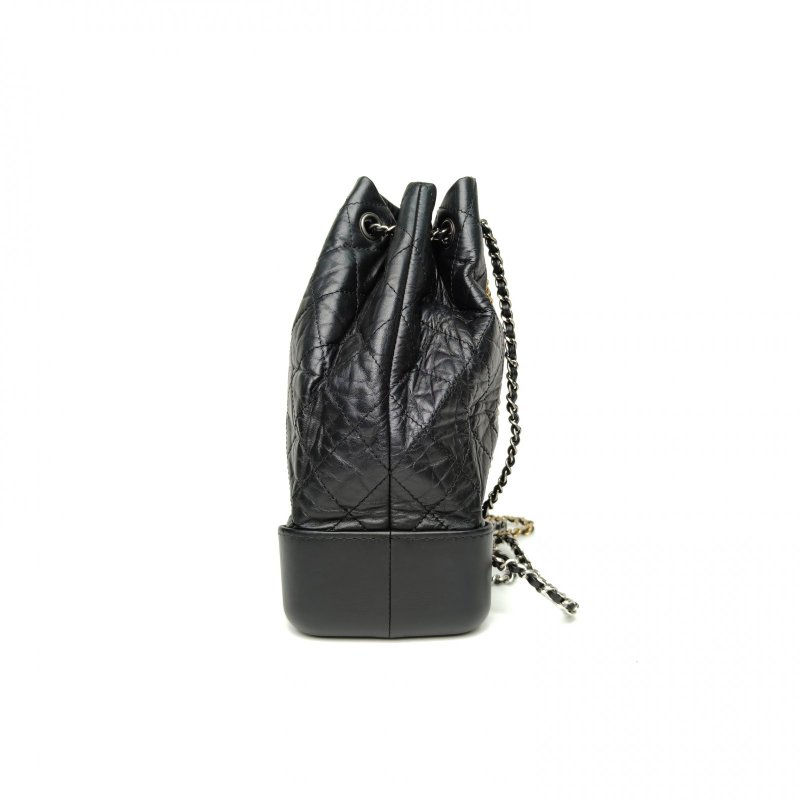 CHANEL GABRIELLE流浪雙肩包小號牛皮24開金銀扣菱格紋肩背包-1