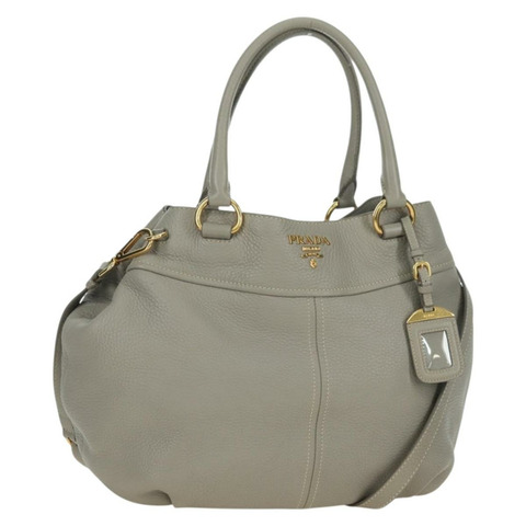 PRADA 手提包 皮革 兩用 米色 金色 正品 yk20246A