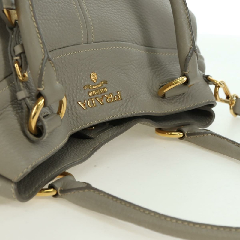 【日本直送】PRADA 手提包 皮革 兩用 米色 金色 正品 yk20246A-5