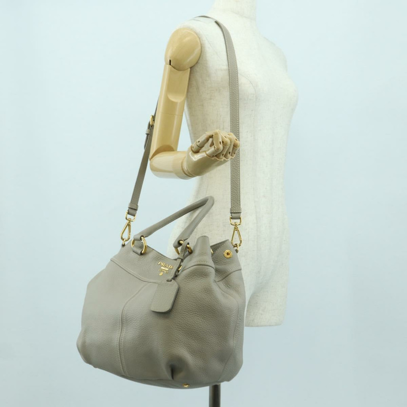 【日本直送】PRADA 手提包 皮革 兩用 米色 金色 正品 yk20246A-28