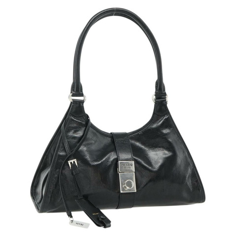 PRADA 手提包 皮革 黑色 銀色 正品 ka3962SAM