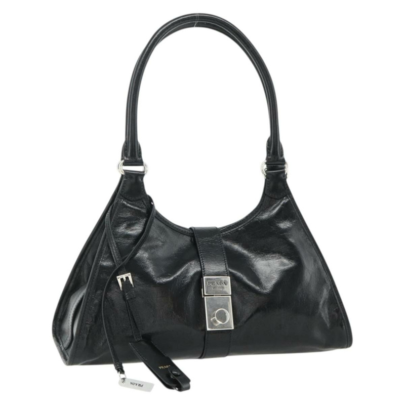【日本直送】PRADA 手提包 皮革 黑色 銀色 正品 ka3962SAM-0