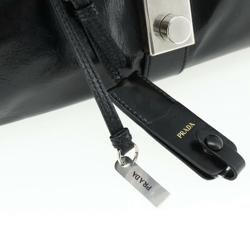【日本直送】PRADA 手提包 皮革 黑色 銀色 正品 ka3962SAM-7