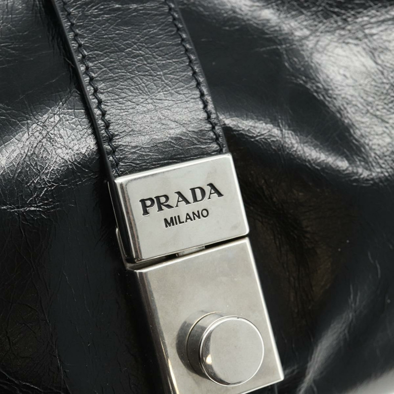 【日本直送】PRADA 手提包 皮革 黑色 銀色 正品 ka3962SAM-8