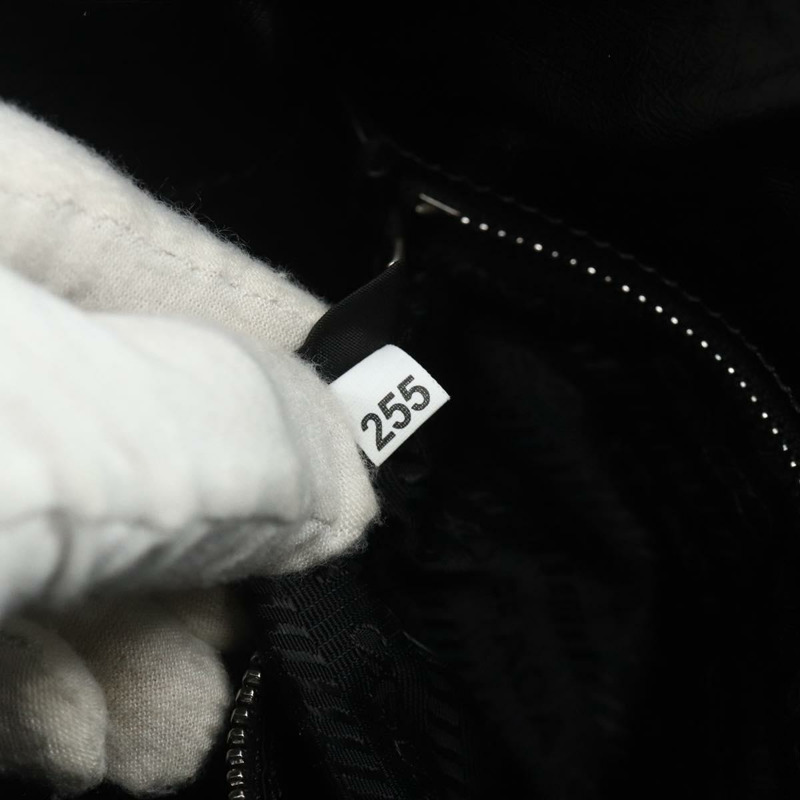 【日本直送】PRADA 手提包 皮革 黑色 銀色 正品 ka3962SAM-10