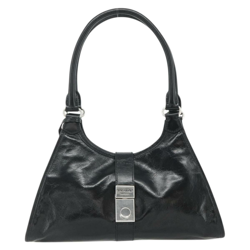 【日本直送】PRADA 手提包 皮革 黑色 銀色 正品 ka3962SAM-12