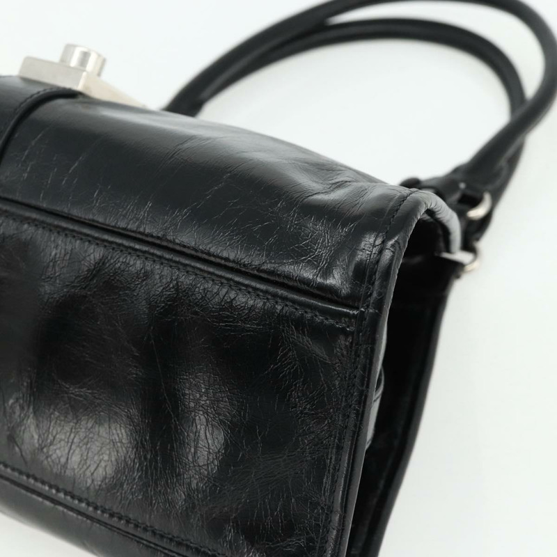 【日本直送】PRADA 手提包 皮革 黑色 銀色 正品 ka3962SAM-14