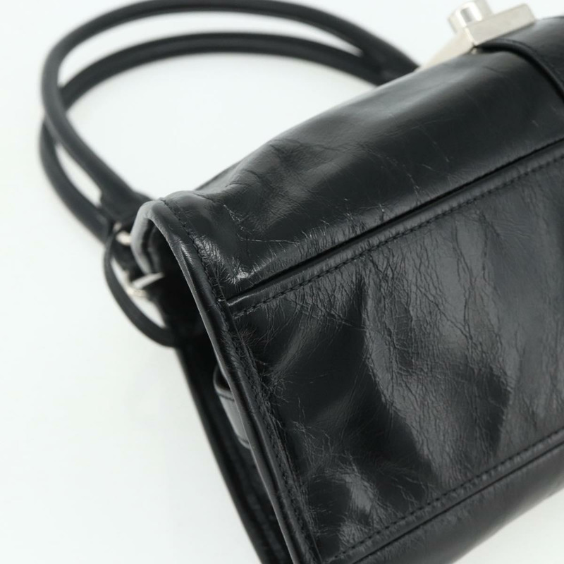 【日本直送】PRADA 手提包 皮革 黑色 銀色 正品 ka3962SAM-15