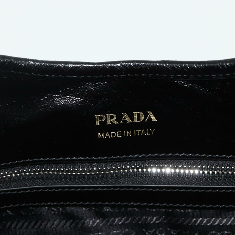 【日本直送】PRADA 手提包 皮革 黑色 銀色 正品 ka3962SAM-18