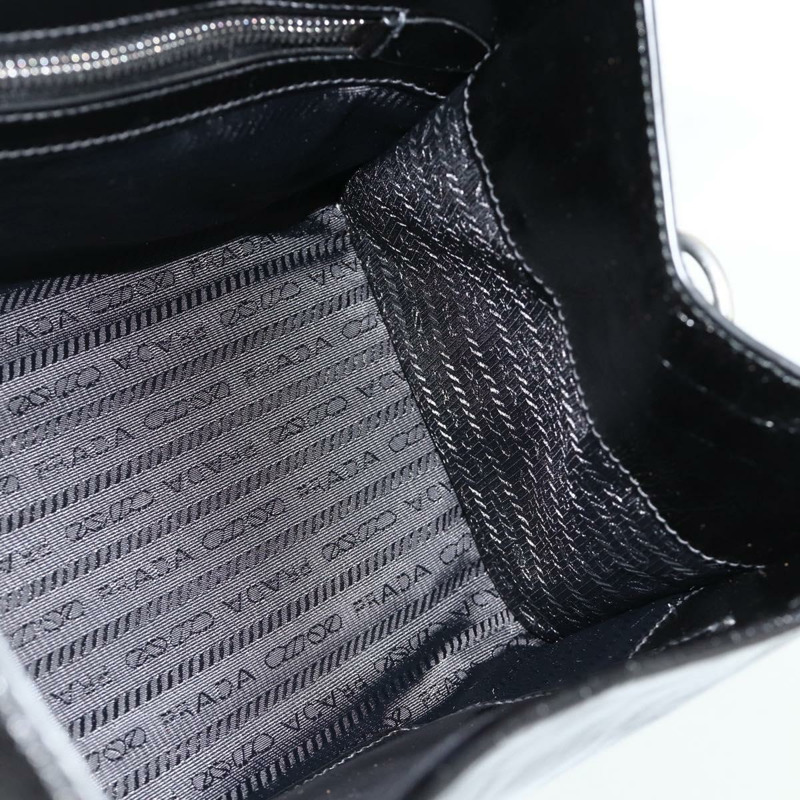 【日本直送】PRADA 手提包 皮革 黑色 銀色 正品 ka3962SAM-19